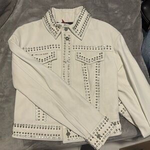 Original Philipp Plein white and silver leather jacket